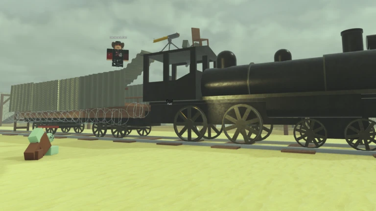 A player looking over a valley in Dead Rails